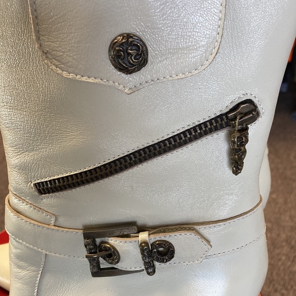 Via Spiga moto boots Italy 10 Like New Leather Bone - Picture 4 of 11